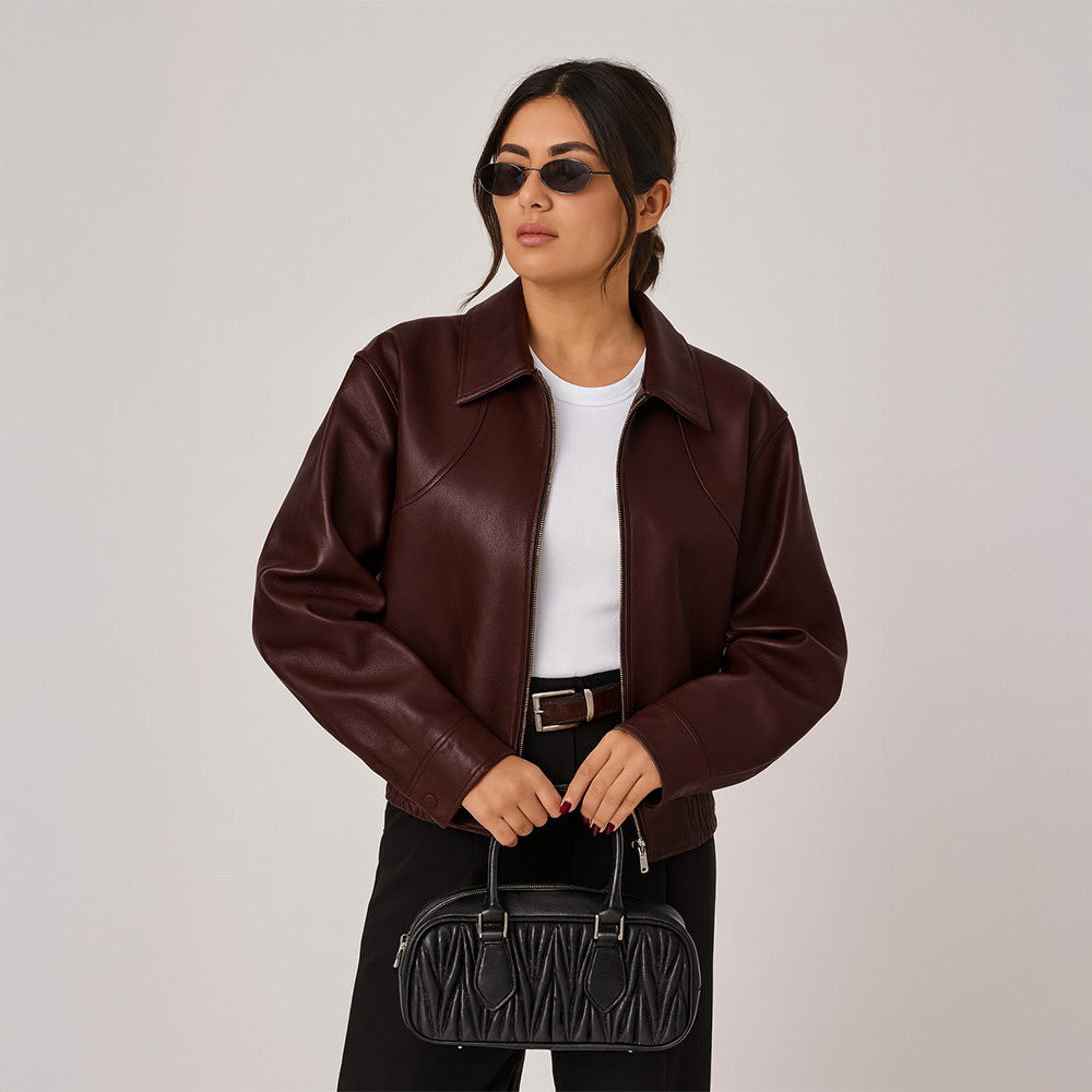 JADE - WINE RED LEATHER JACKET