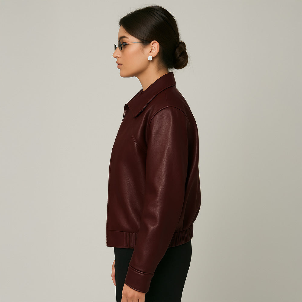 JADE - WINE RED LEATHER JACKET