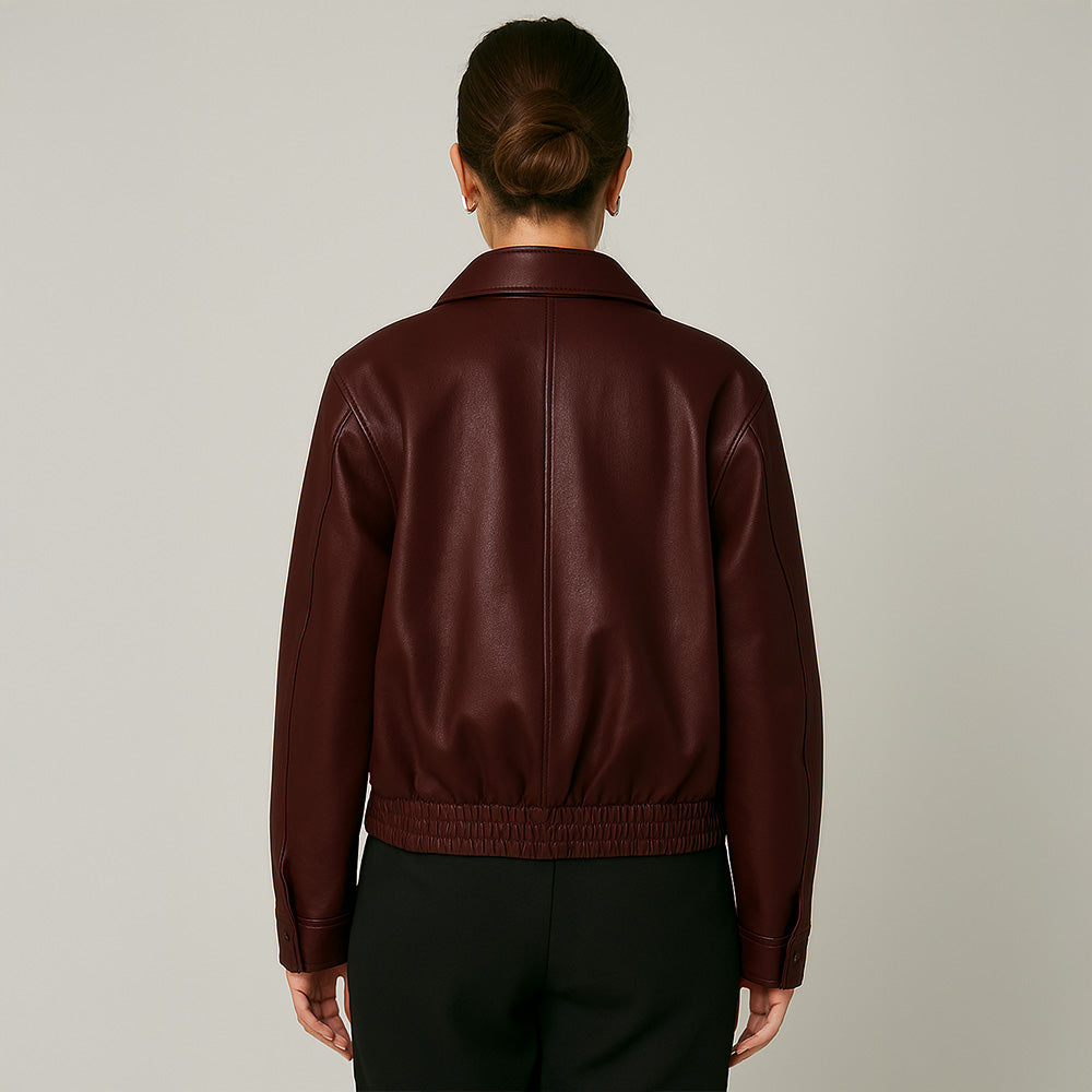 JADE - WINE RED LEATHER JACKET